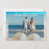 Two Sand Dollars Photo Save the Date Flat Cards (Front)