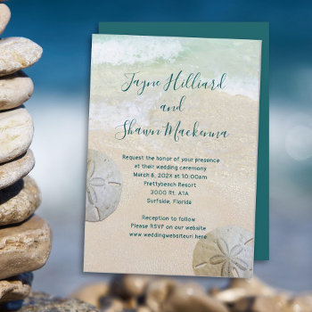 Two Sand Dollars Wedding Ceremony Invitation by millhill at Zazzle