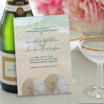 Two Sand Dollars Wedding Shower Engagement Party Invitation by millhill at Zazzle