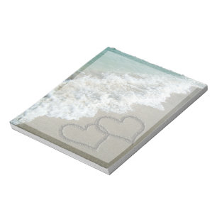 Two Sand Hearts on the Beach Notepad