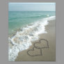 Two Sand Hearts on the Beach, Romantic Ocean Photo Print