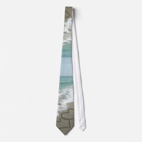 Two Sand Hearts on the Beach Tie