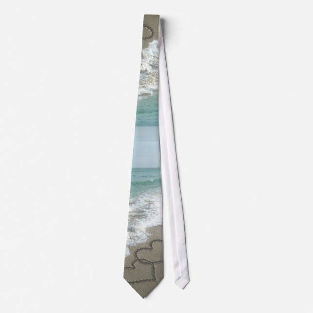 Two Sand Hearts on the Beach Tie (Front)