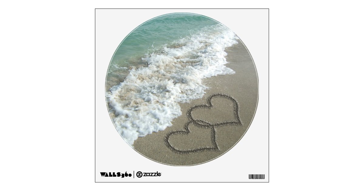 Two Sand Hearts on the Beach Wall Sticker | Zazzle