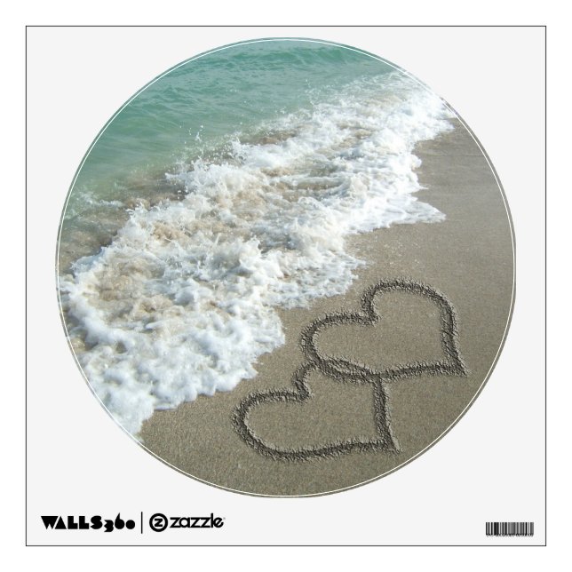 Two Sand Hearts on the Beach Wall Sticker (Front)