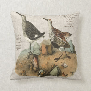 Two Sandpipers with Poem added Throw Pillow