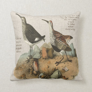 Two Sandpipers with Poem - Cotton version Throw Pillow