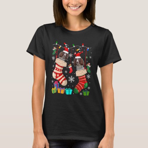 Two Santa English Springer Spaniels In Christmas S T_Shirt