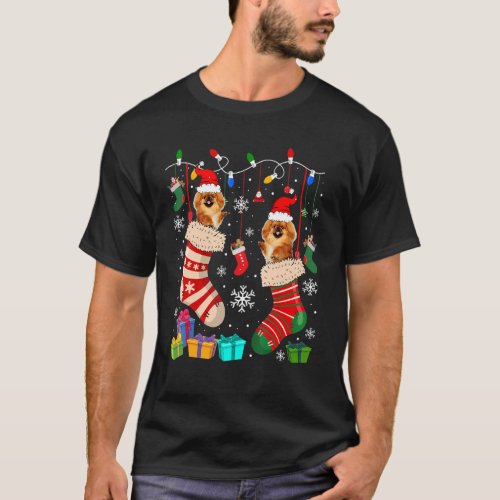 Two Santa Pekingese Dogs In Christmas Socks Dog  O T_Shirt