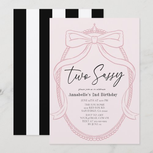 Two Sassy Pink Tiara & Bow Girl 2nd Birthday