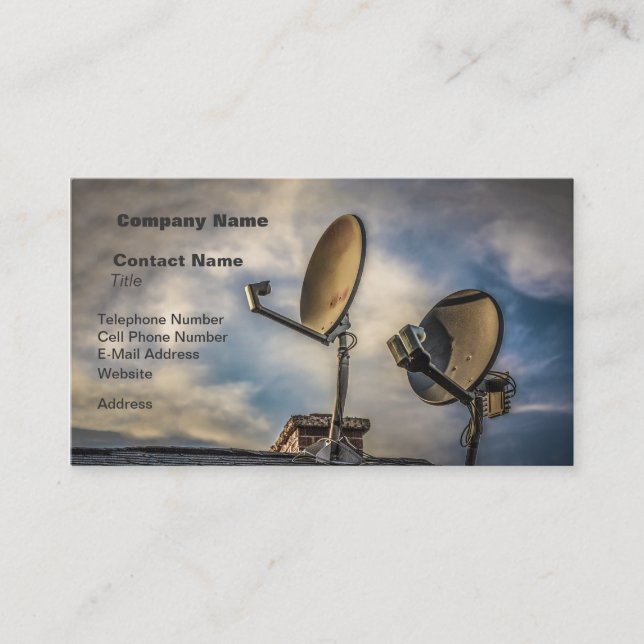 Two Satellite Dishes in the Sky Business Card (Front)