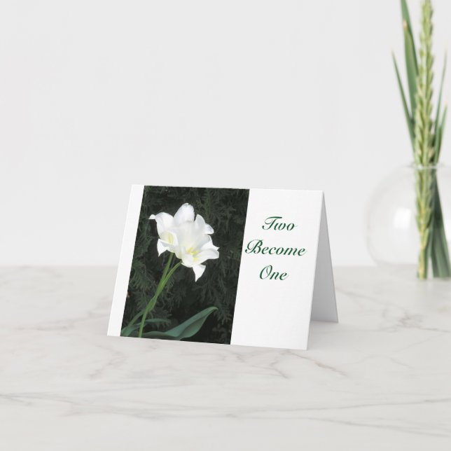 TWO SATINY INTERTWINED TULIPS/WEDDING CONGRATS. CARD (Front)