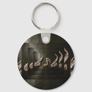 Two Saxophones with Musical Note Keychain