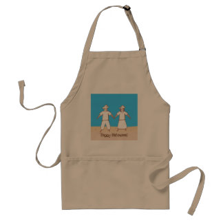Two Scarecrows Holding Hands Halloween Aprons