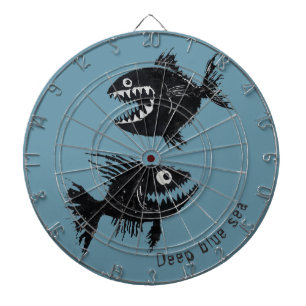 Two scary fish, personalized dart board