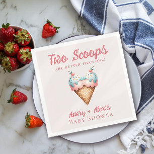 Two Scoops Ice Cream Twins Baby Shower Napkins