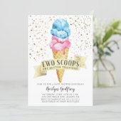 Two Scoops Twin Boy and Girl Baby Shower Invitation (Standing Front)