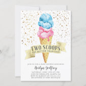 Two Scoops Twin Boy and Girl Baby Shower Invitation (Front)