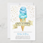 Two Scoops Twin Boys Ice Cream Baby Shower Invitation (Front)