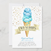Two Scoops Twin Boys Ice Cream Birthday Party Invitation (Front)