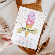 Two Scoops Twin Girls Ice Cream Baby Shower Invitation at Zazzle