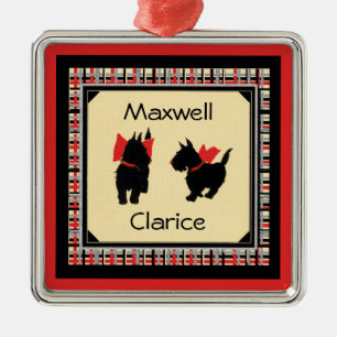 Two Scottie Dog, Scottish Terrier Personalize Metal Ornament