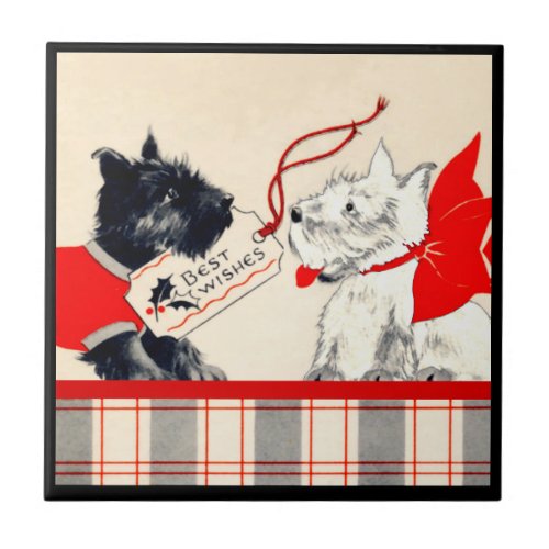 Two Scottie Dog Sm 425 x 425 Ceramic Tile