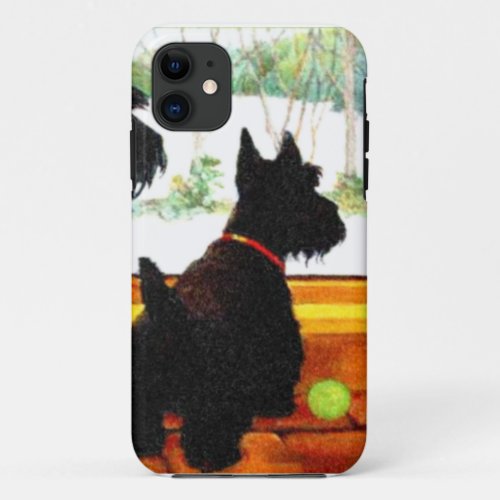 Two Scottie Dogs Waiting for Santa Claus iPhone 11 Case
