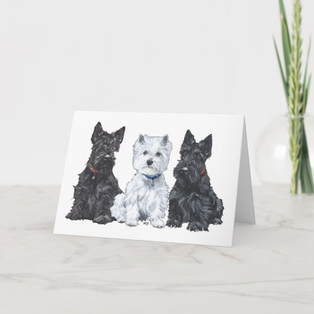 Two Scotties and a Westie Card (Front)