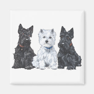 Two Scotties and a Westie Magnet