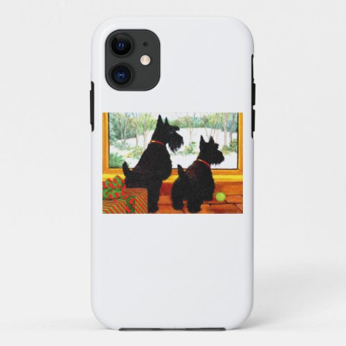 Two Scotty Dogs at Christmas iPhone 11 Case
