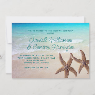 Two Sea Stars Tropical Seas Coastal Wedding Invitation