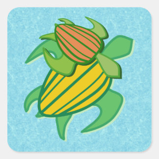 Two Sea Turtles Square Stickers