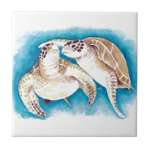 Two Sea Turtles Tile