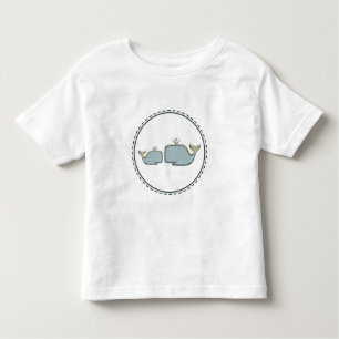 Two Sea Whales Blue & Gold Boutique 1st Birthday Toddler T-shirt