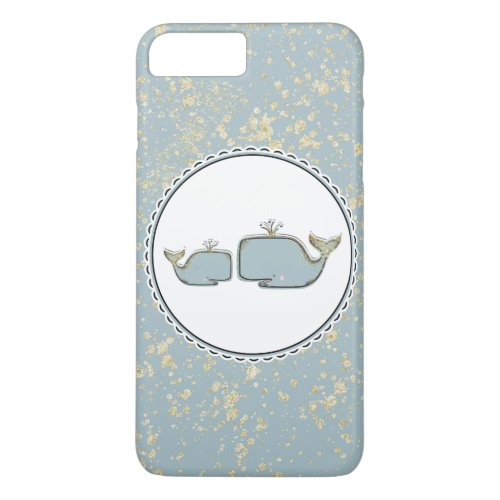 Two Sea Whales Blue  Gold Boutique iPhone 8 Plus7 Plus Case