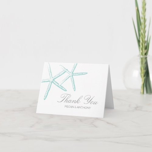 Two Seafoam Green Starfish Wedding Thank You