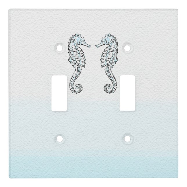 Two Seahorses Elegant Beach Tropical Light Switch Cover (Front)
