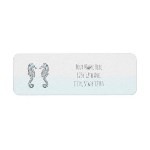 Two Seahorses Elegant Beach Wedding Label