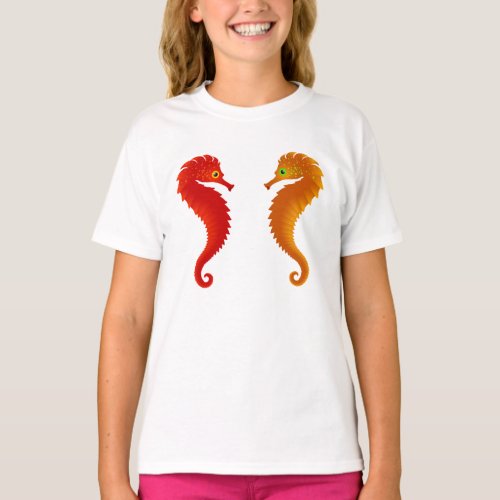 Two Seahorses Sea Life T_Shirt
