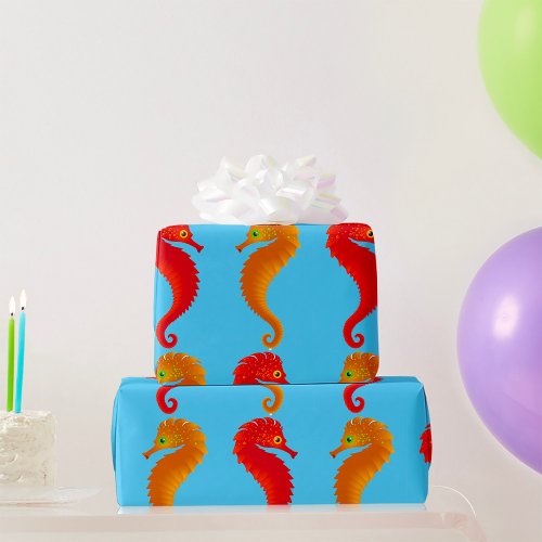 Two Seahorses Sea Life Wrapping Paper