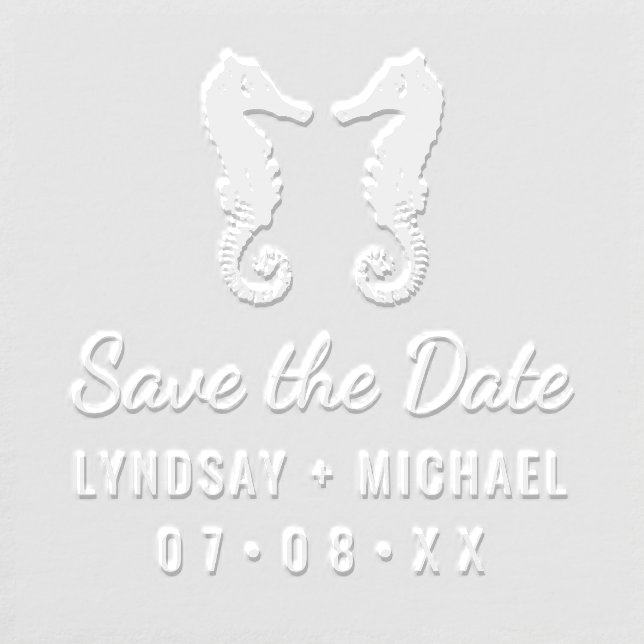 Two Seahorses Summer Beach Wedding Save the Date  Embosser (Design)