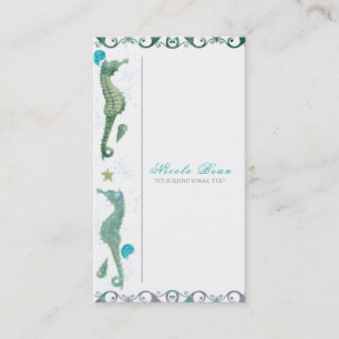 Two Seahorses Watercolor Beach Elegant Chic Business Card