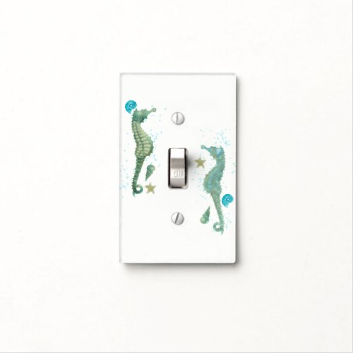 Two Seahorses Watercolor Beach Elegant Sea Ocean Light Switch Cover