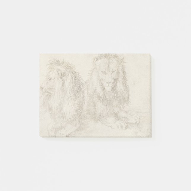 Two Seated Lions Albrecht Durer Post-it Notes (Front)