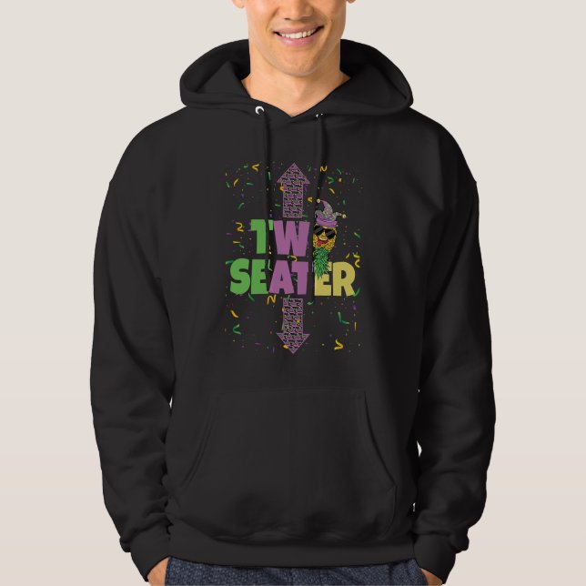 Two Seater Mardi Gras Upside Down Pineapple Swinge Hoodie (Front)