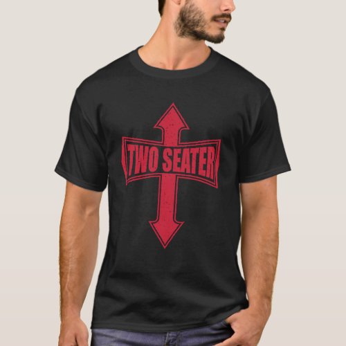 TWO SEATER RED MENS IRON CROSS BIKER T_Shirt