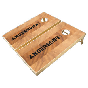 Two shades of brown wood Monogram Cornhole Set