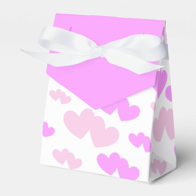 Two shades of Pink doubleheart pattern Favor Boxes (Front Side)
