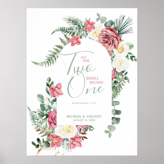 Two Shall Become One Bible Verse Wedding Poster (Front)